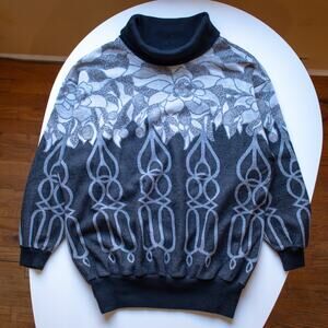 Vintage Top Notch Stained Glass Cowl Neck Sweater Size Large